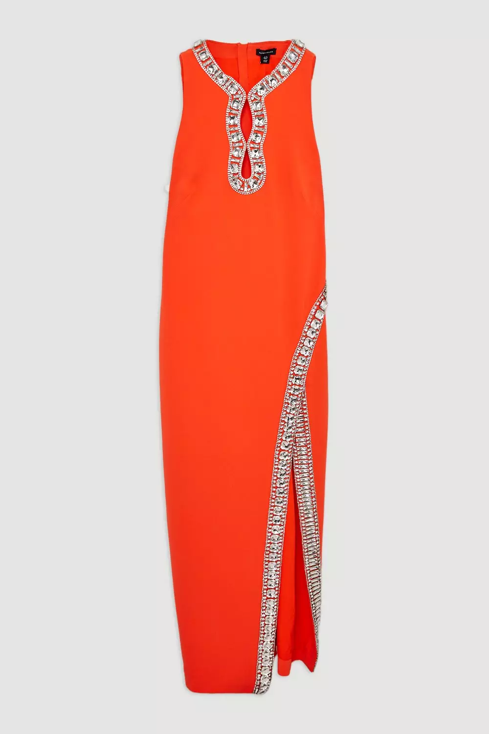 Crystal Embellished Keyhole Woven Midi Dress | Karen Millen